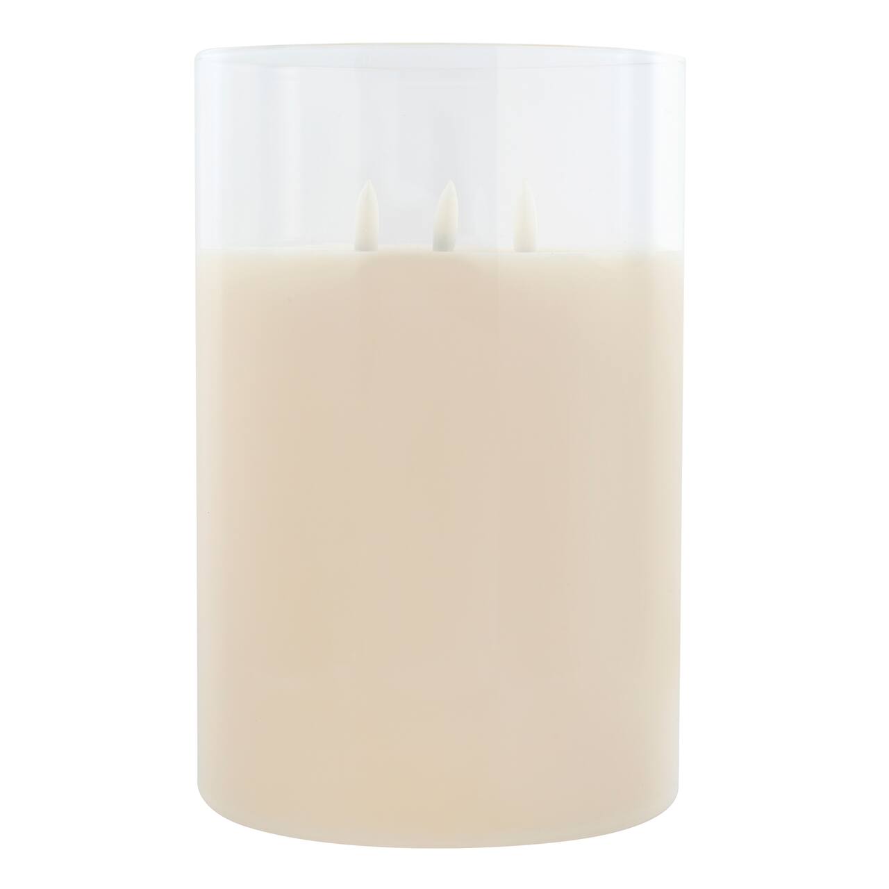 9" LED 3-Wick Flickering Glass & Wax Candle by Ashland®